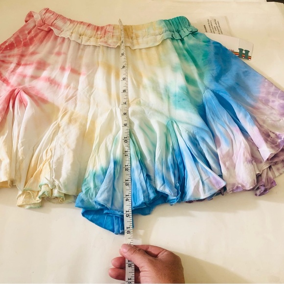 Vintage Havana Girls' Rainbow Rainforest Tie Dye Asymmetric Ruffle Skirt Sz L-14 - Picture 7 of 7